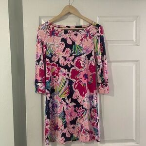 Lilly Pulitzer Pink Floral Boat Neck Women’s Sophie Dress - Small